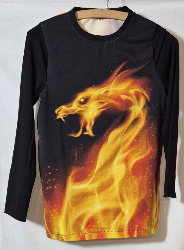 Handgemachtes Kinder Langarmshirt mit Drachenmotiv